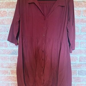 Elegant Maroon Button-Down Dress Shirt